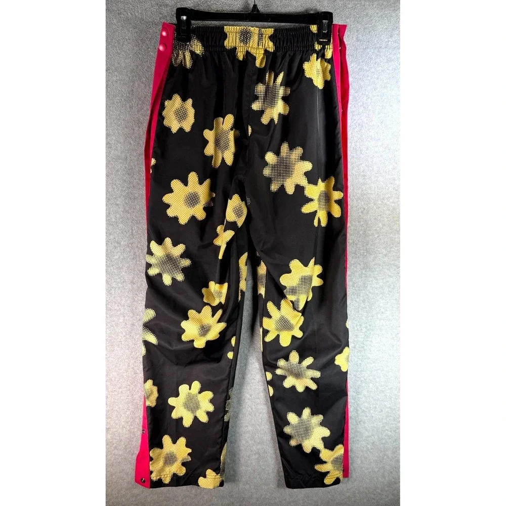 Nike Tear Away Jogger‎ Pants Mens Small Black Pink Stripe Floral Elastic Waist